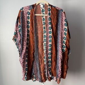 Banana Lemon S Multicolor Kimono Cardigan Tribal Geometric Print Coverup